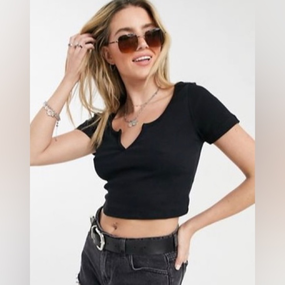 ASOS cropped notch neck top